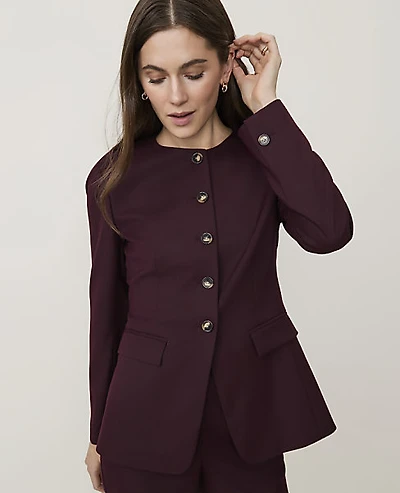 Ann Taylor The Curved Hem Jacket Classic Burgundy Women's