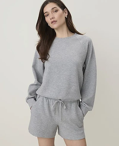 Ann Taylor Petite Drawstring Crew Neck Sweatshirt CloudPlush Heather Women's