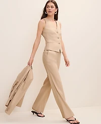 Ann Taylor The Petite High Rise Trouser Linen Blend Cool Sesame Women's
