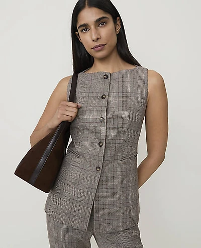 Ann Taylor The Plaid Boatneck Vest Multi Women's