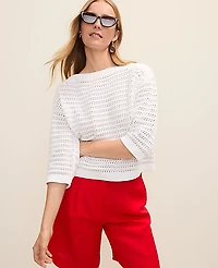 Ann Taylor Petite Pointelle Boatneck Sweater Women's