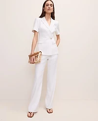 Ann Taylor The Petite High Rise Trouser Linen Blend White Women's