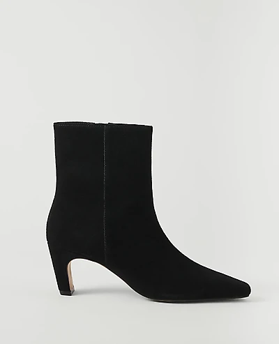 Ann Taylor Suede Skinny Heel Bootie Black Women's