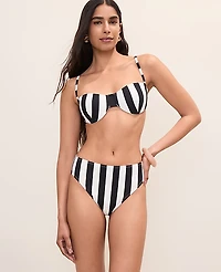 Ann Taylor Striped Two Piece Swimsuit Black Women's