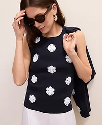 Ann Taylor Petite Floral Appliqué Sweater Shell Top Women's