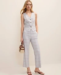 Ann Taylor The Petite Jayne Crop Trouser Plaid Navy/Red Multi Women's
