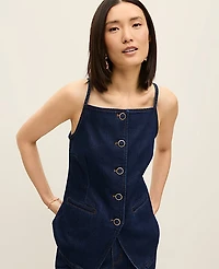 Ann Taylor Petite Strappy Denim Vest Top Classic Rinse Wash Women's