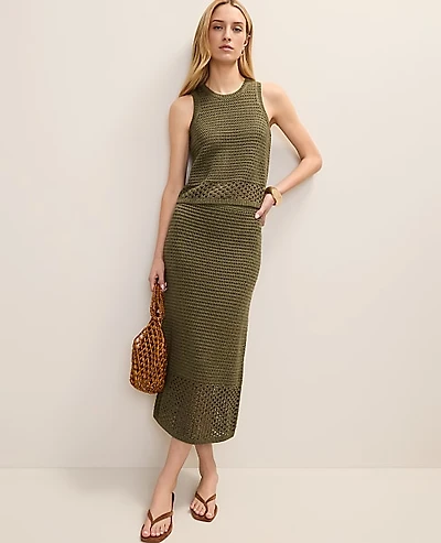 Ann Taylor Crochet Midi Sweater Skirt Winding Ivy Women's