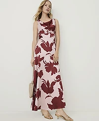 Ann Taylor Petite Floral Cowl Neck Maxi Dress Opal Blush Women's