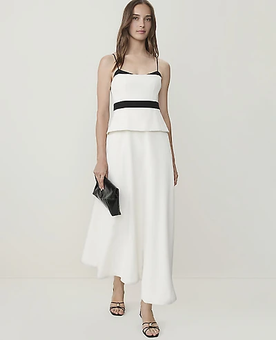 Ann Taylor Peplum Flare Midi Dress Winter White Women's