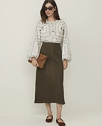 Ann Taylor Weekend Drop Waist Midi Skirt Denim Caper Shadow Women's