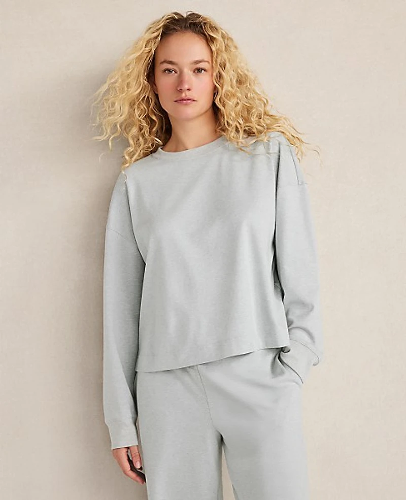Ann Taylor Haven Well Within Botanical-Dyed Organic Cotton Interlock Top Botanic Blue Wash Women's