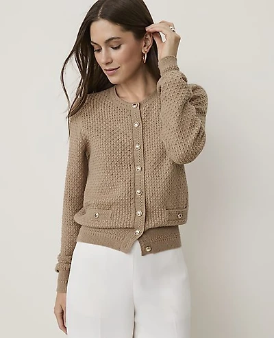 Ann Taylor Petite Pointelle Stitch Cardigan Women's