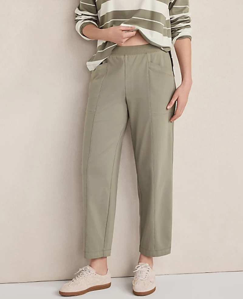 Ann Taylor Haven Well Within Organic Cotton Interlock Barrel Leg Pants Vetiver-Haven Women's