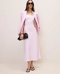 Ann Taylor Gingham Linen Blend Midi Slip Skirt Vibrant Pink Women's