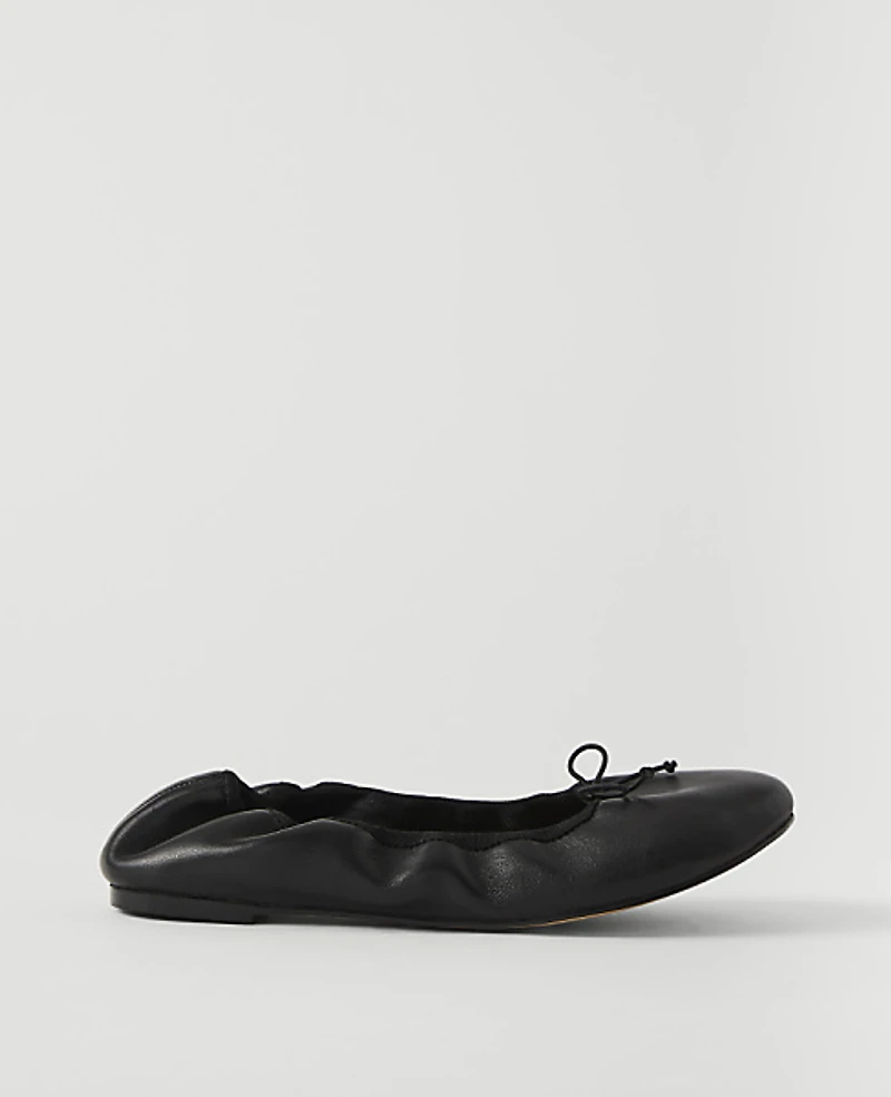 Ann Taylor Weekend Leather Bow Ballet Flat Women's