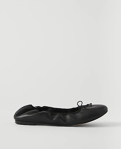 Ann Taylor Weekend Leather Bow Ballet Flat Women's