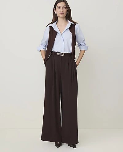 Ann Taylor The Petite Multi Pleated Wide Leg Pant Women's