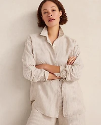 Ann Taylor Haven Well Within The Daily Shirt Everweave Linen Stripe Willow Branch Women's
