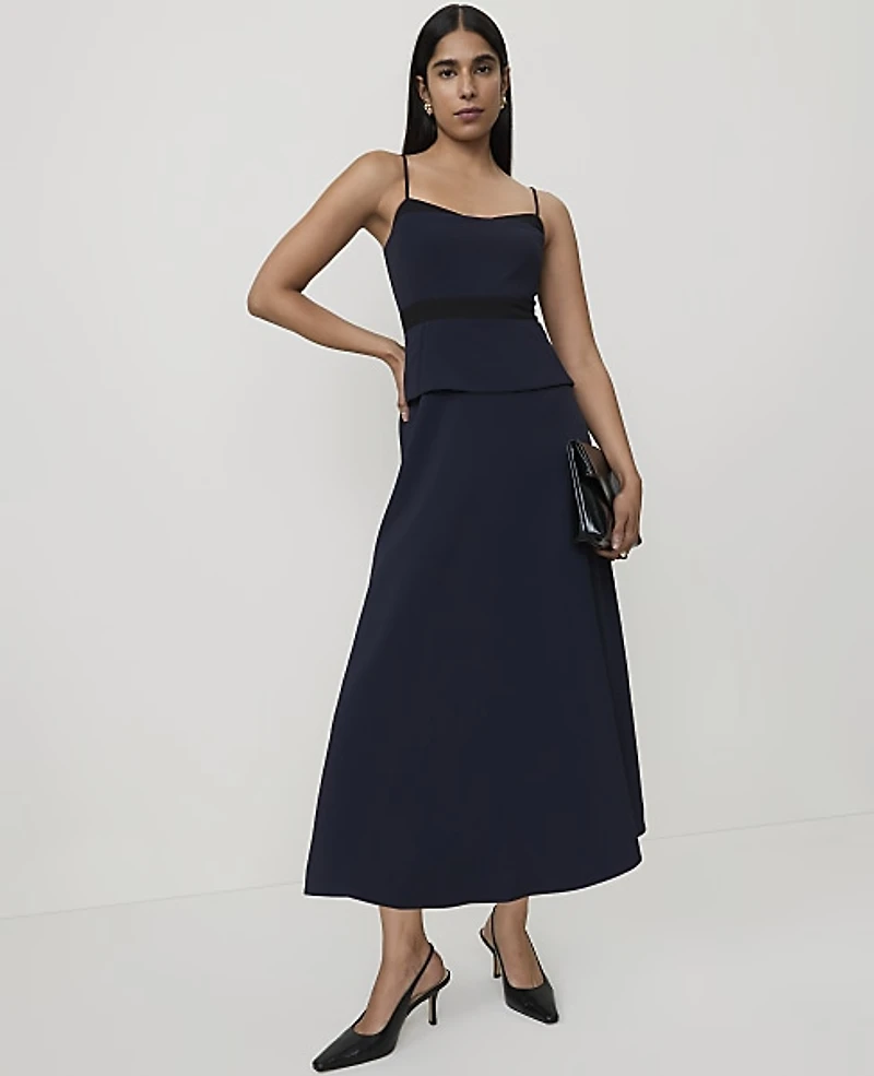 Ann Taylor Peplum Flare Midi Dress Night Sky Women's
