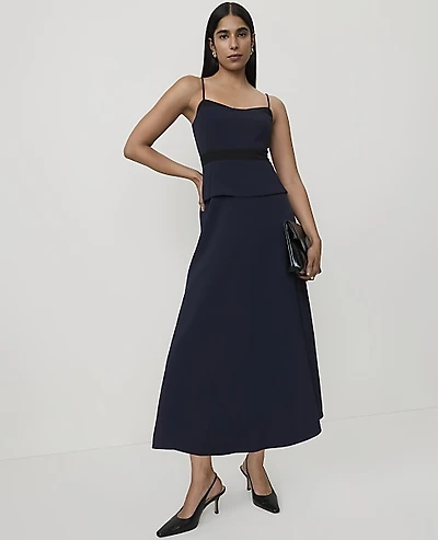 Ann Taylor Peplum Flare Midi Dress Night Sky Women's