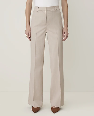 Ann Taylor The Petite Flare Trouser Windowpane — Curvy Fit Tan White Women's