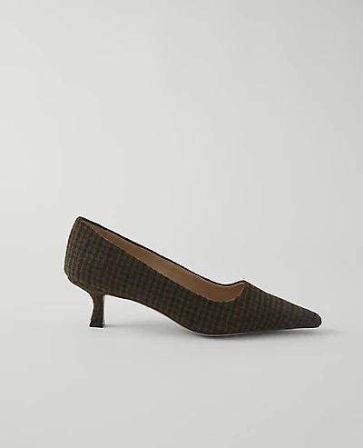 Ann Taylor Plaid Nip Toe Pump Spice Brown Women's