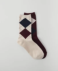 Ann Taylor Argyle Crew Sock Set Purest Plum Women's