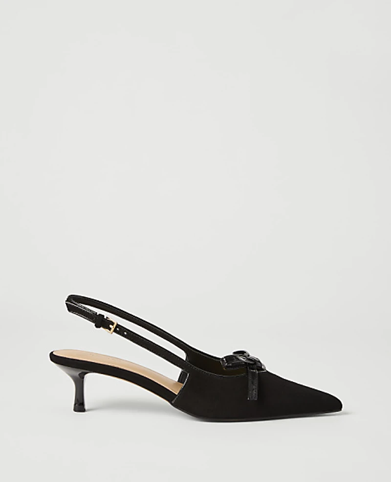 Ann Taylor Suede Bow Slingback Pump Women's