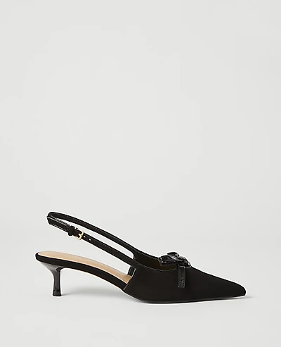 Ann Taylor Suede Bow Slingback Pump Women's