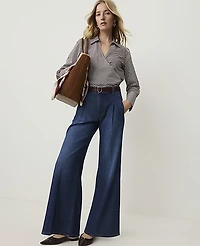 Ann Taylor The Pleated Denim Palazzo Trouser Dark Wash Women's