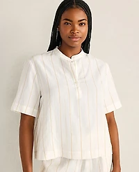 Ann Taylor Haven Well Within Silky Linen Blend Top Ivory Women's