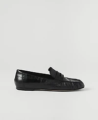 Ann Taylor Weekend Gathered Leather Loafer Black Women's
