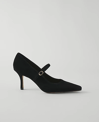 Ann Taylor Suede Mary Jane Pump Black Women's