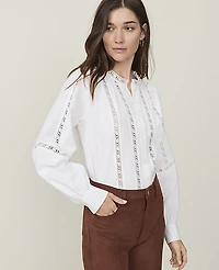 Ann Taylor Weekend Lace Trim Blouse Women's