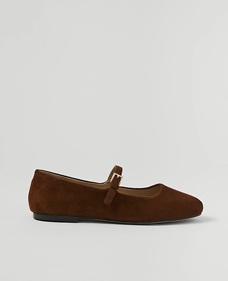 Ann Taylor Weekend Suede Mary Jane Flat Women's