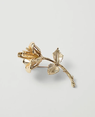 Ann Taylor Metal Rose Brooch Goldtone Women's