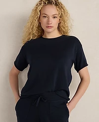Ann Taylor Haven Well Within Cotton Knit Short Sleeve T-Shirt Indigo Women's