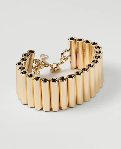 Ann Taylor Metal Tube Bracelet Goldtone Women's