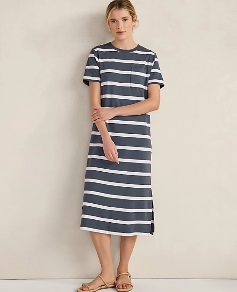 Ann Taylor Haven Well Within Organic Cotton Interlock Striped Short Sleeve Dress Women's
