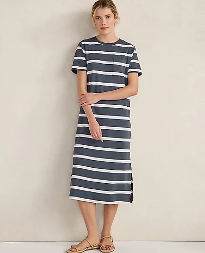 Ann Taylor Haven Well Within Organic Cotton Interlock Striped Short Sleeve Dress Women's