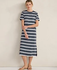 Ann Taylor Haven Well Within Organic Cotton Interlock Striped Short Sleeve Dress Women's