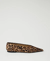 Ann Taylor Weekend Haircalf Animal Print Flat Brown Multi Women's