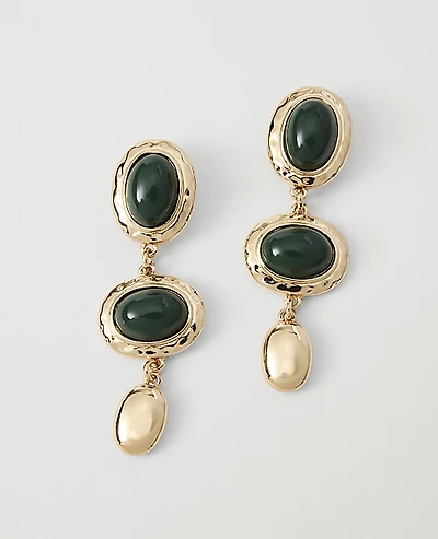 Ann Taylor Triple Stone Drop Earrings Bronze Green Women's