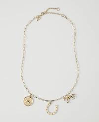 Ann Taylor Horseshoe Charm Necklace Goldtone Women's