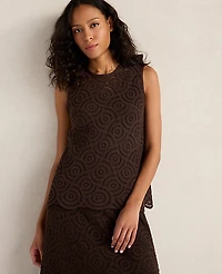 Ann Taylor Haven Well Within Cotton Crochet Scalloped Tank Top Coffee Bean Women's