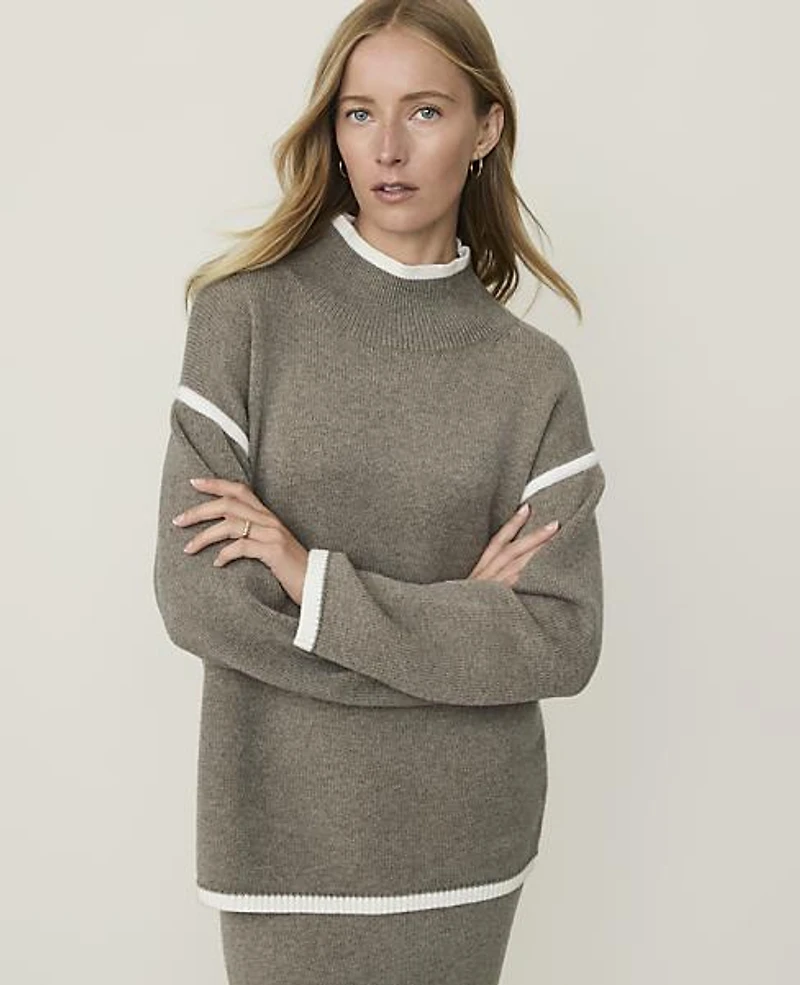 Ann Taylor Weekend Tipped Turtleneck Sweater Wisteria Melange Women's
