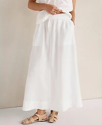Ann Taylor Haven Well Within Linen Drawstring Midi Skirt White Women's