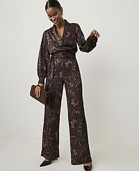 Ann Taylor The Petite Paisley Side Zip Pant Satin Safari Foliage Women's