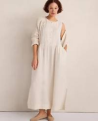 Ann Taylor Haven Well Within Linen Pintuck Midi Dress Size Medium Sandstone Women's